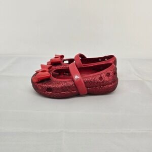 Crocs Toddler Girls Red Glitter Mary Jane Flats with Bow Size C5